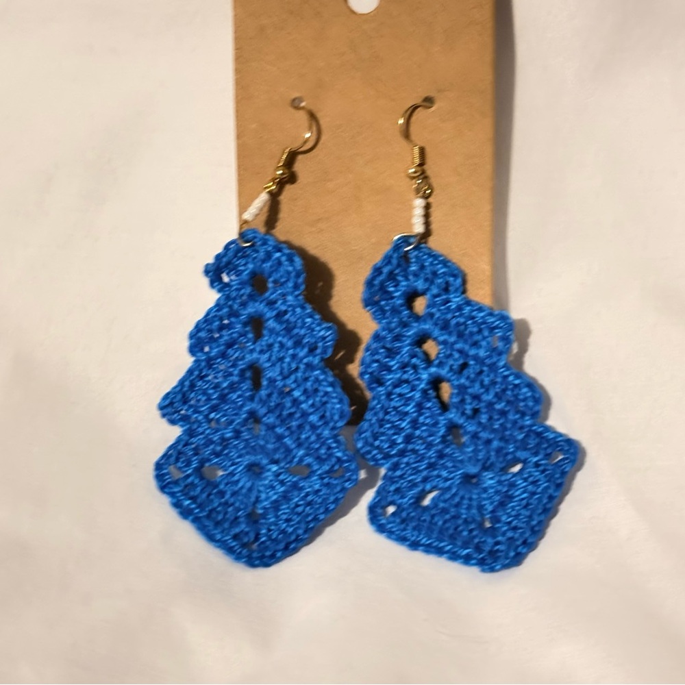 Blue Crochet Earrings